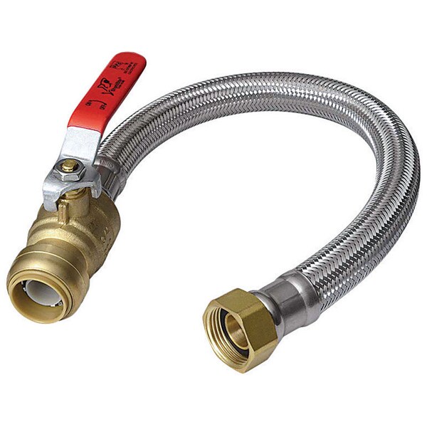 SharkBite 1/2 in. Push Fit X 3/4 in. D FIP 18 in. Stainless Steel Water Heater Connector with Ball V